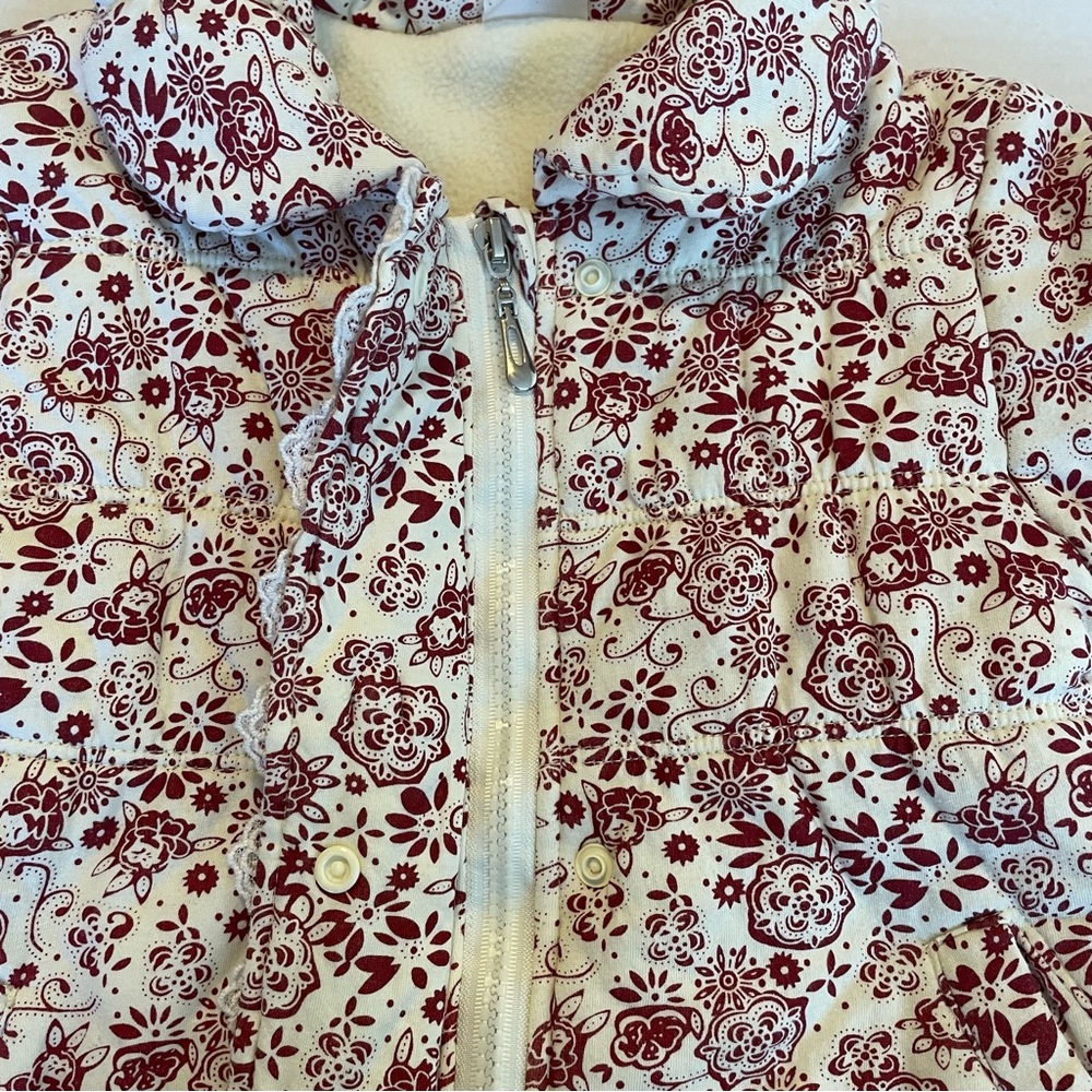 Mimi quilted floral and lace fleece lined toddler jacket coat - Picture 5 of 11